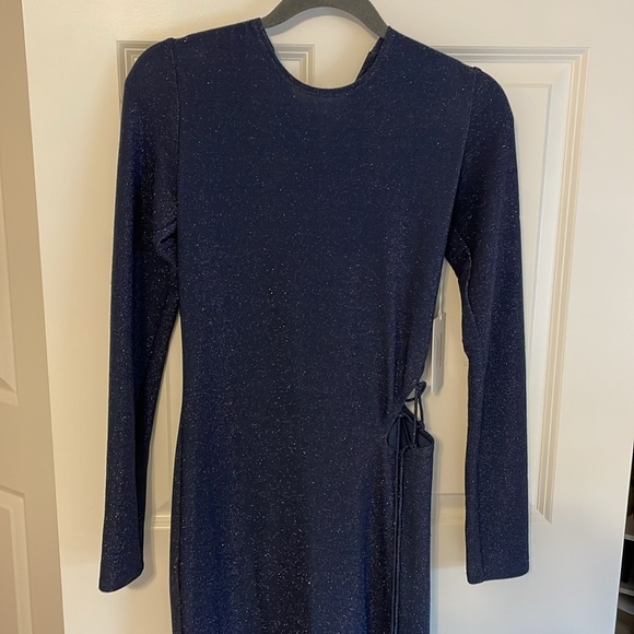 Reformation Kinsey Dress, Metallic Blue, Size Medium NWT - Picture 4 of 7